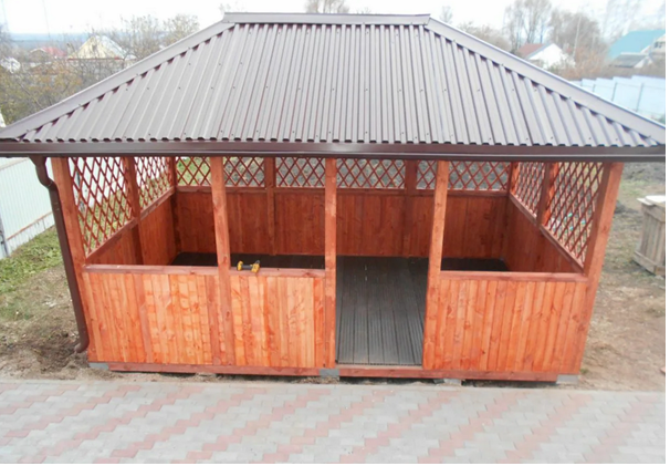 Стеклянная крыша для деревянных беседок, веранд, домов, дач